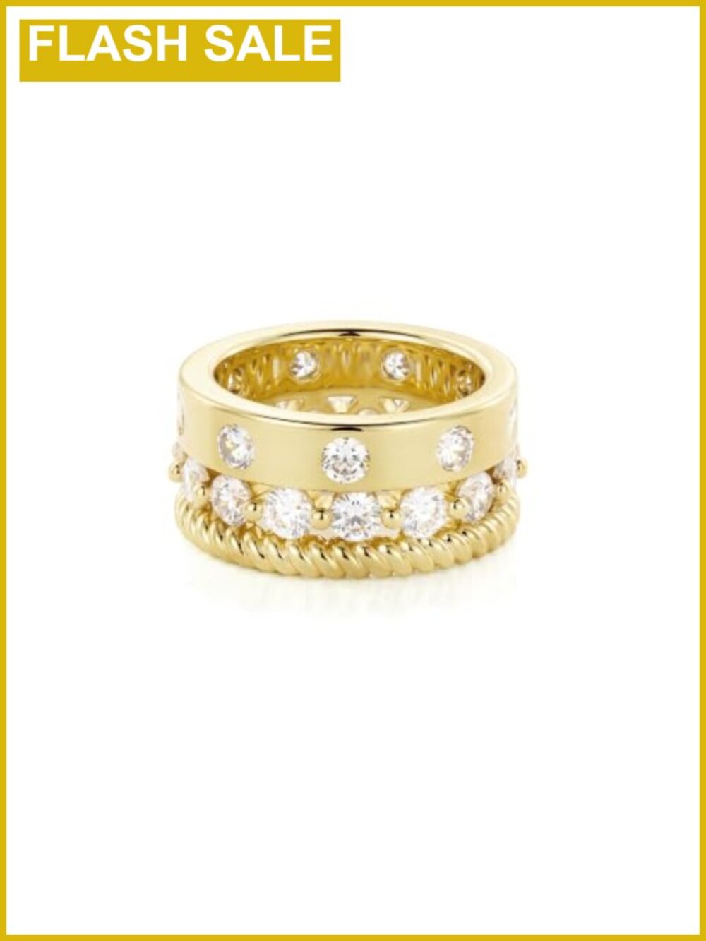 14K Gold Filled CZ Triple Stacking Ring 3-in-1 Band Everyday